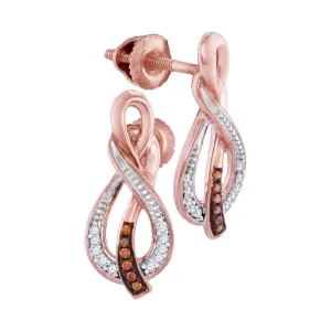 10K Rose Gold Diamond Infinity Stud Earrings 1/12 CTTW