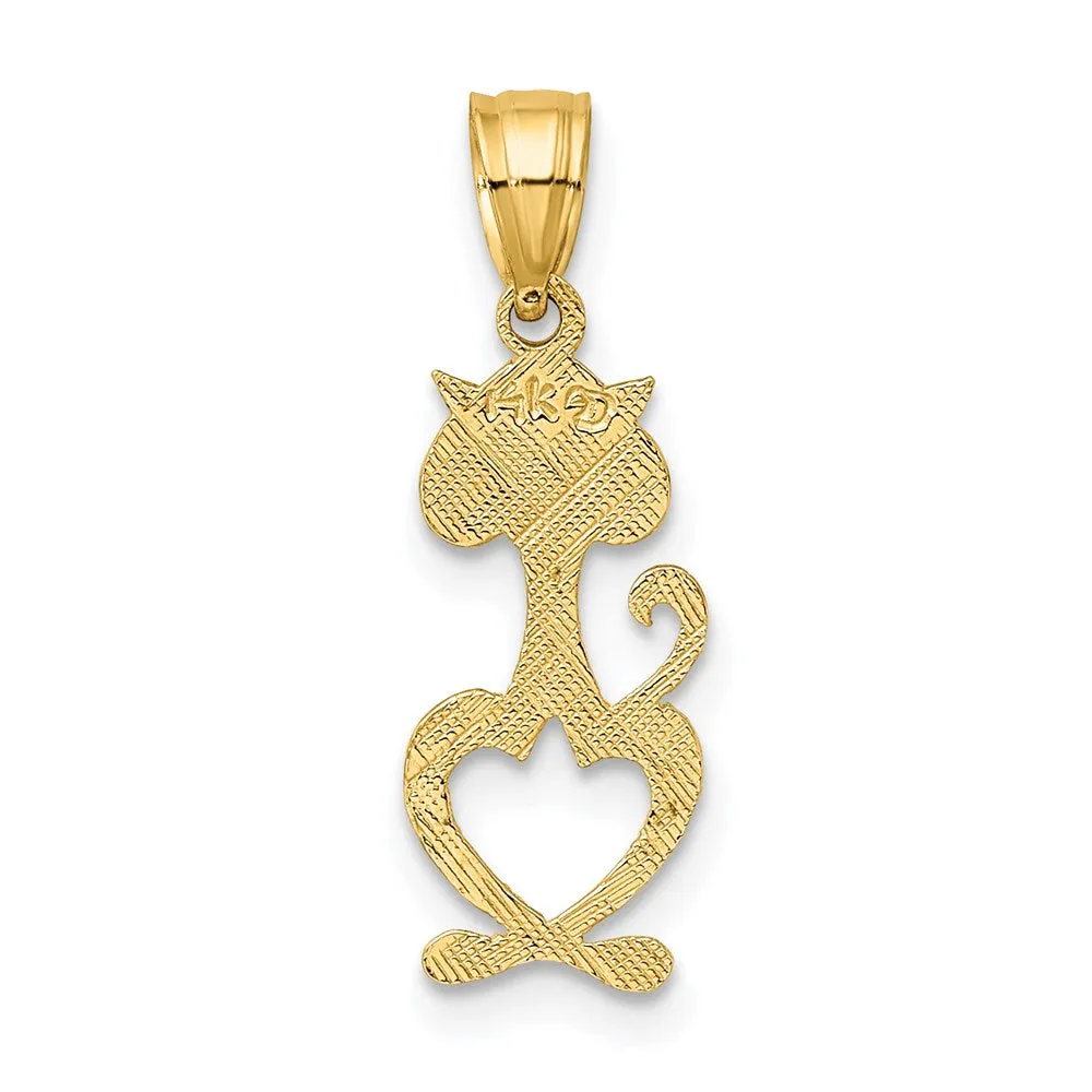 14K Cut-Out Engraved Cat Charm