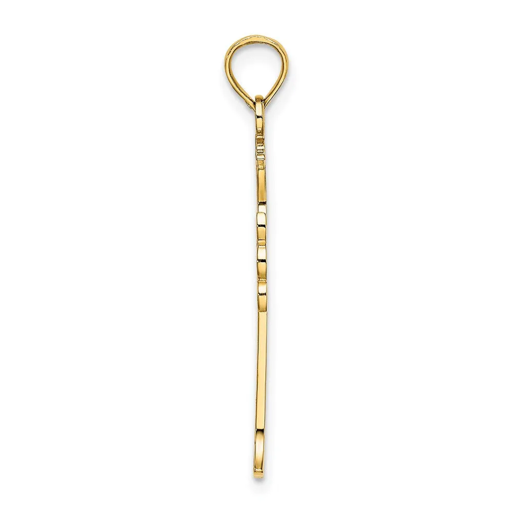 14K Double Sided Engraved Cross Charm
