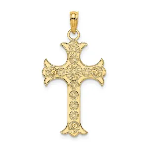 14K Double Sided Engraved Cross Charm