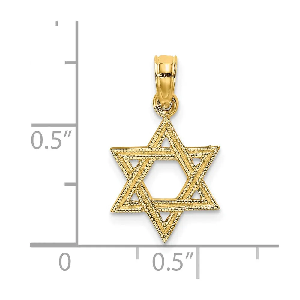 14K Engraved Star Of David Charm
