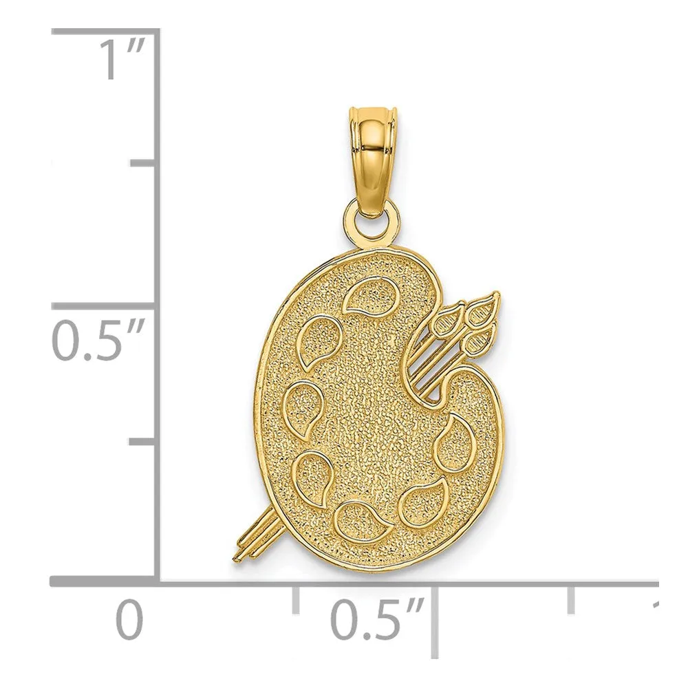14K Engraved Textured Painters Pallet Charm