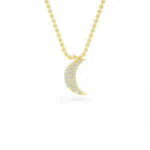 14K Gold Crescent Moon Diamond Necklace