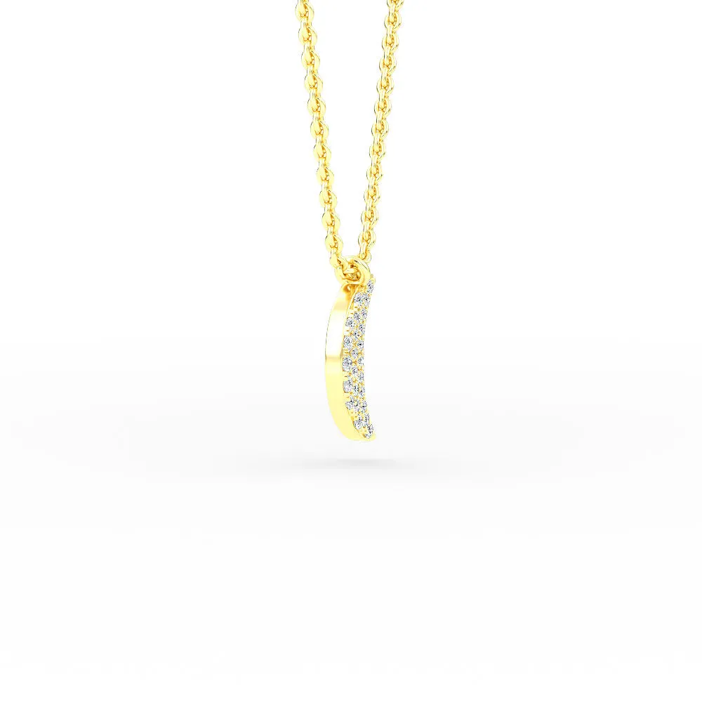14K Gold Crescent Moon Diamond Necklace