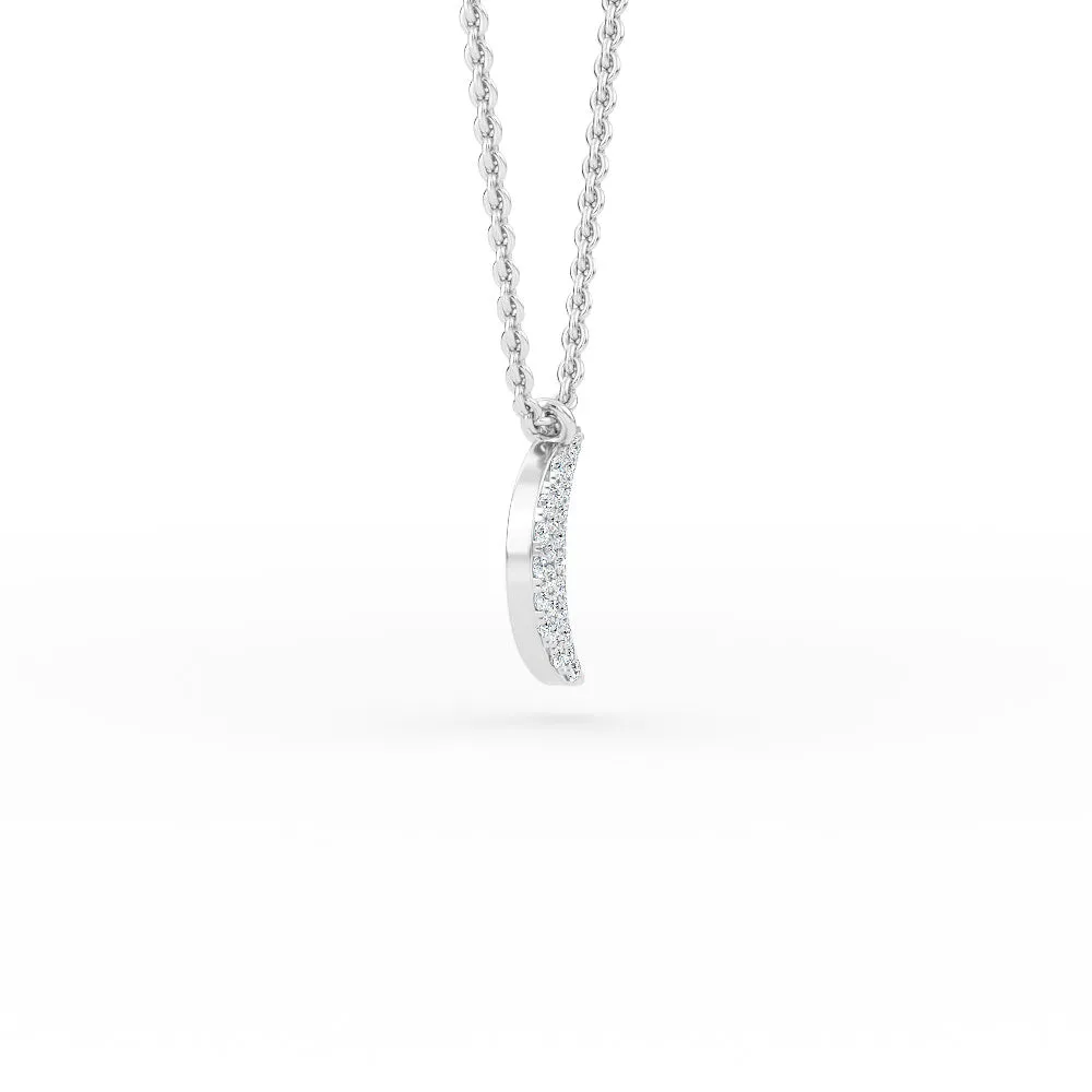 14K Gold Crescent Moon Diamond Necklace