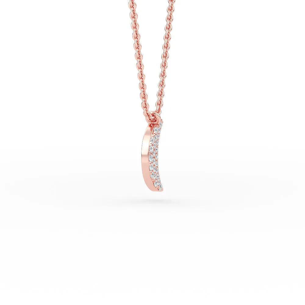 14K Gold Crescent Moon Diamond Necklace