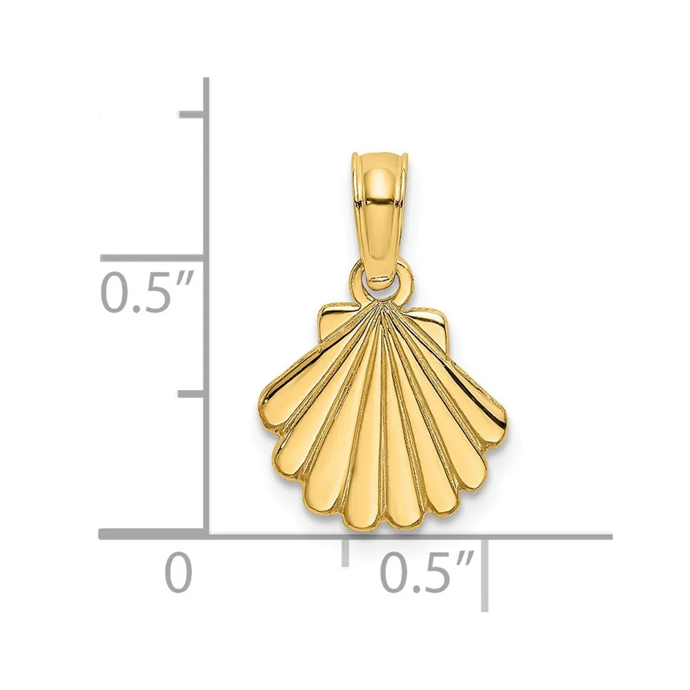 14K Polished and Engraved Shell Charm