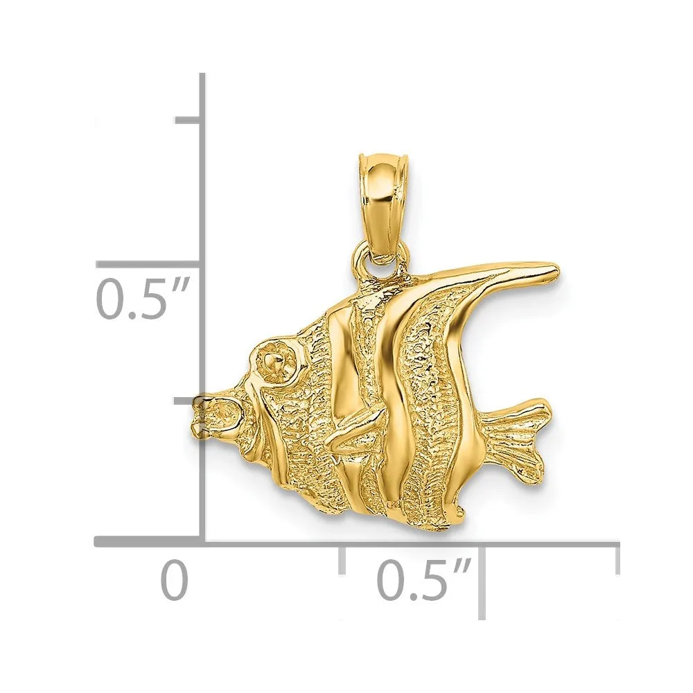 14K Polished Engraved FISH Charm