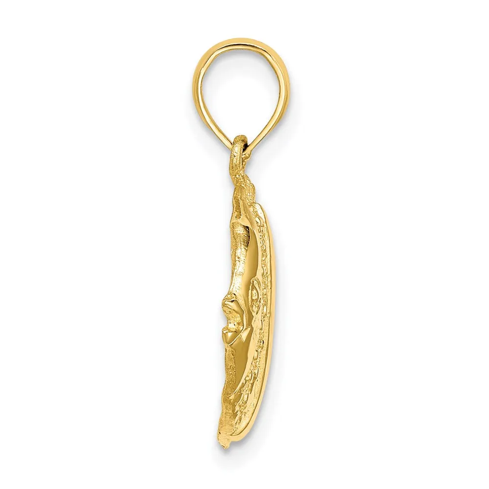 14K Polished  Engraved Fish Charm