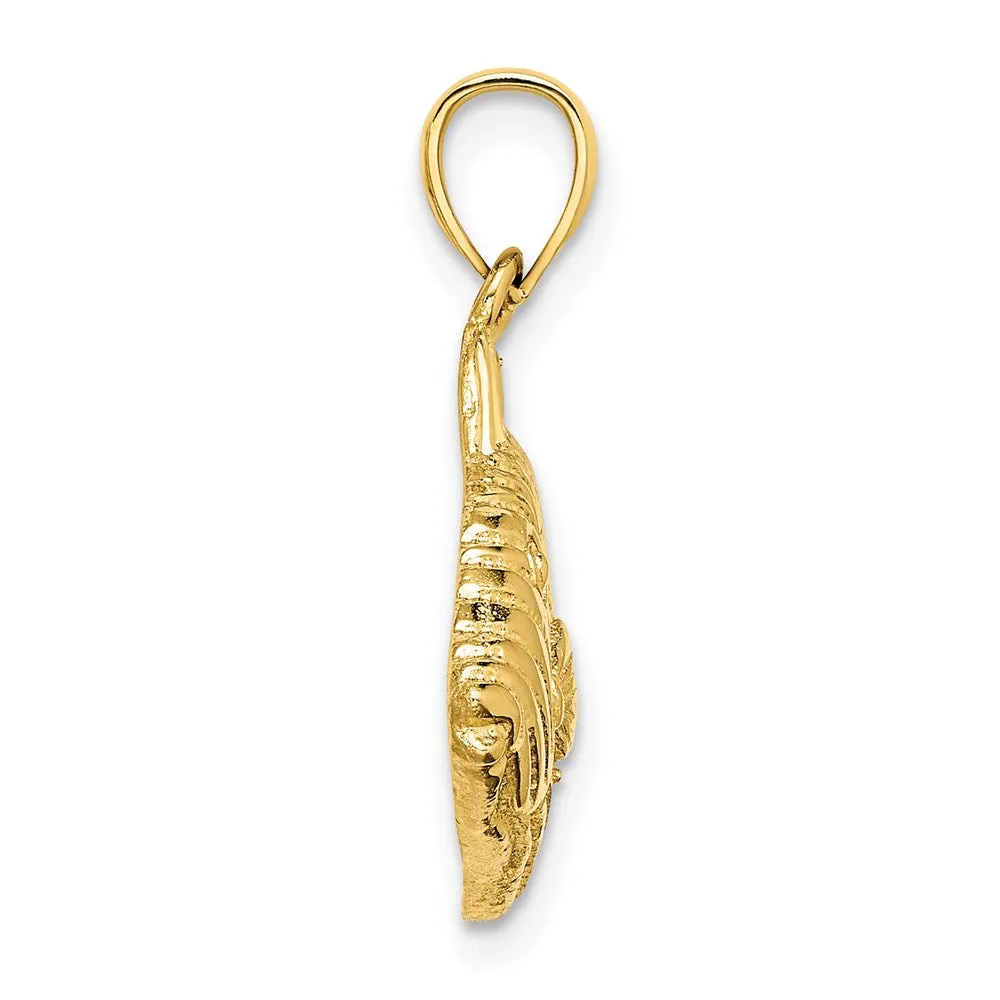 14K Polished /Engraved Striped Fish Charm