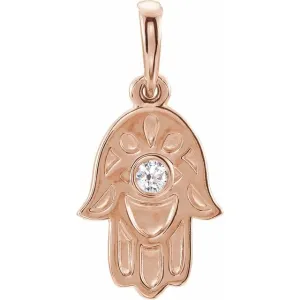14K Rose Gold .03 CTW Natural Diamond Hamsa Pendant