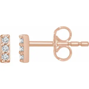 14K Rose Gold .05 CTW Lab-Grown Diamond Bar Earrings