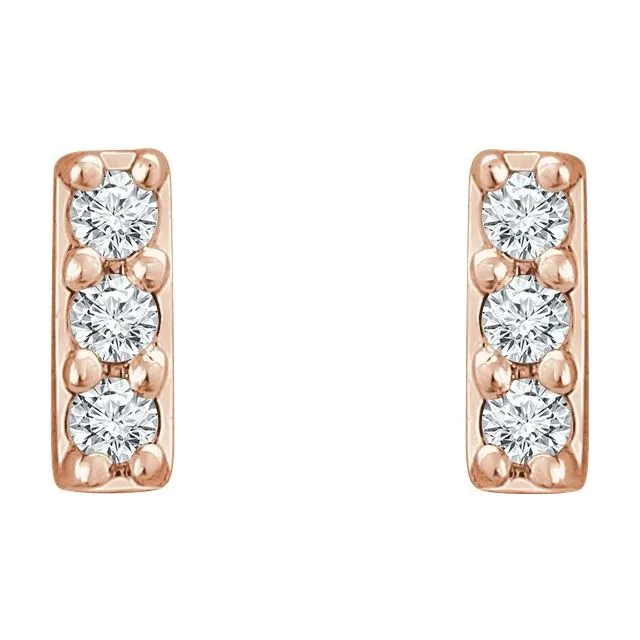 14K Rose Gold .05 CTW Lab-Grown Diamond Bar Earrings
