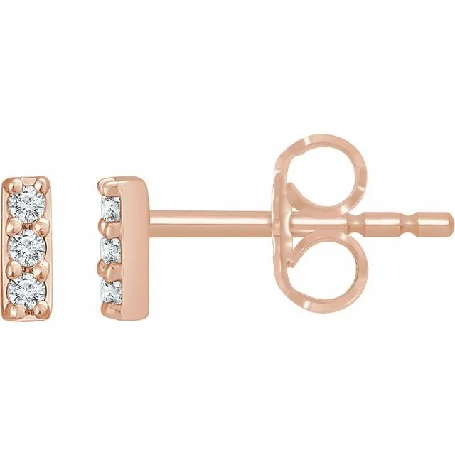 14K Rose Gold .05 CTW Lab-Grown Diamond Bar Earrings