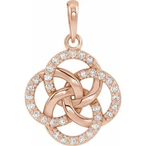 14K Rose Gold 1/8 CTW Natural Diamond Five-Fold Celtic Pendant