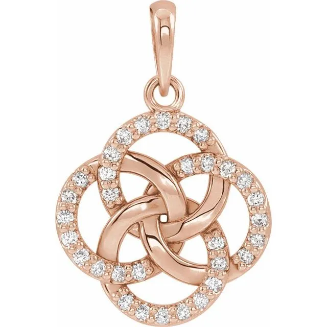14K Rose Gold 1/8 CTW Natural Diamond Five-Fold Celtic Pendant