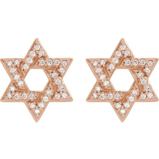 14K Rose Gold 1/8 CTW Natural Diamond Star of David Earrings