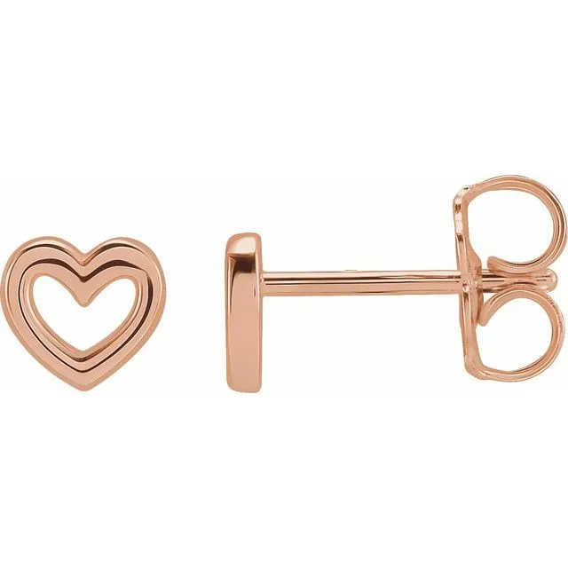 14K Rose Gold 5.29x5 mm Heart Earrings