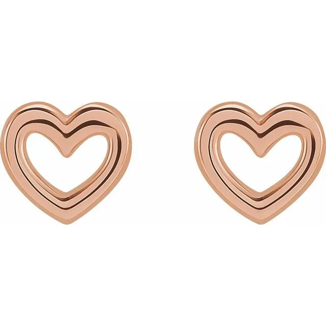 14K Rose Gold 5.29x5 mm Heart Earrings