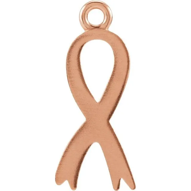 14K Rose Gold Breast Cancer Awareness Ribbon Dangle