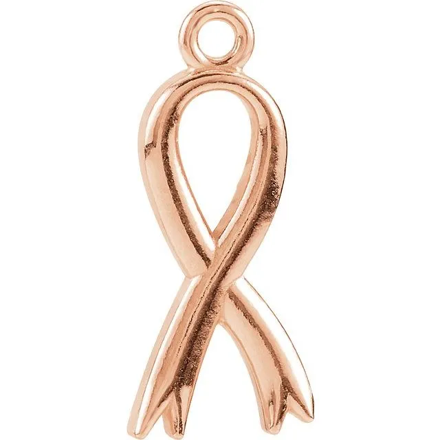 14K Rose Gold Breast Cancer Awareness Ribbon Dangle