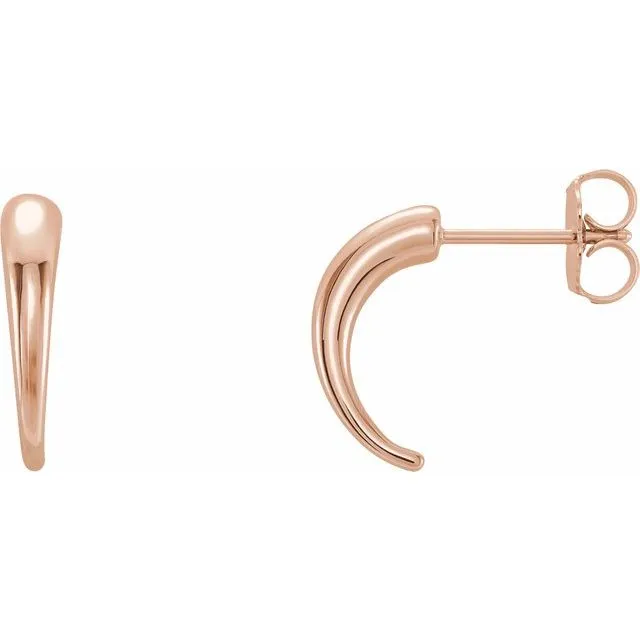 14K Rose Gold J-Hoop Earrings