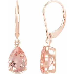 14K Rose Gold Natural Morganite Lever Back Earrings