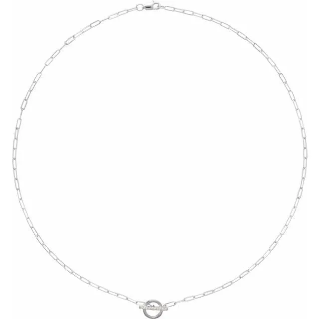 14K White Gold .04 CTW Diamond 16" Toggle Styled Necklace