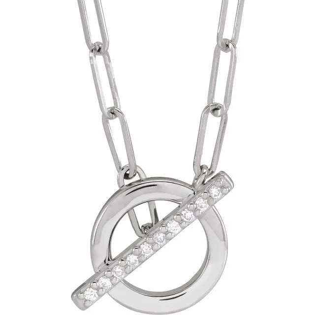 14K White Gold .04 CTW Diamond 16" Toggle Styled Necklace
