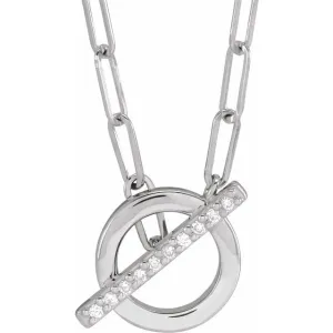 14K White Gold .04 CTW Diamond 16" Toggle Styled Necklace