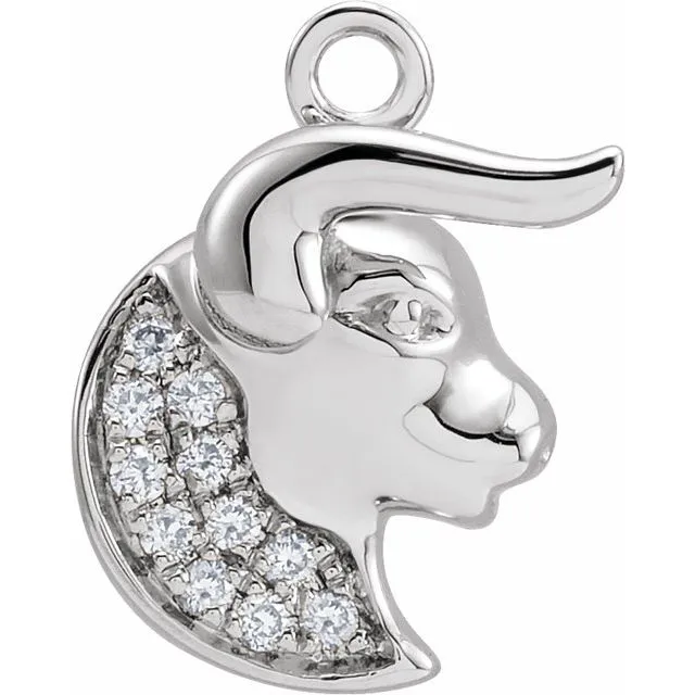14K White Gold .04 CTW Natural Diamond Taurus Dangle
