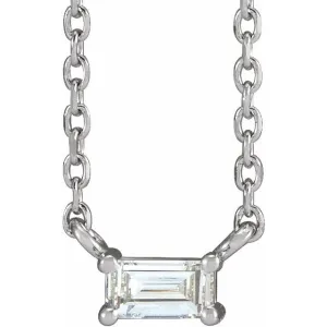 14K White Gold .07 CT Natural Diamond Solitaire 18" Necklace
