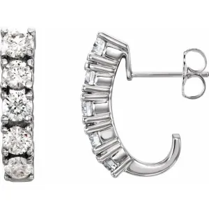 14K White Gold 1 1/2 CTW Natural Diamond Hoop Earrings