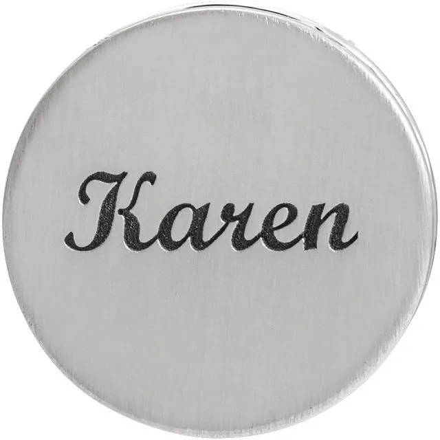 14K White Gold 12.5 mm Engravable Scroll Disc Slide Pendant
