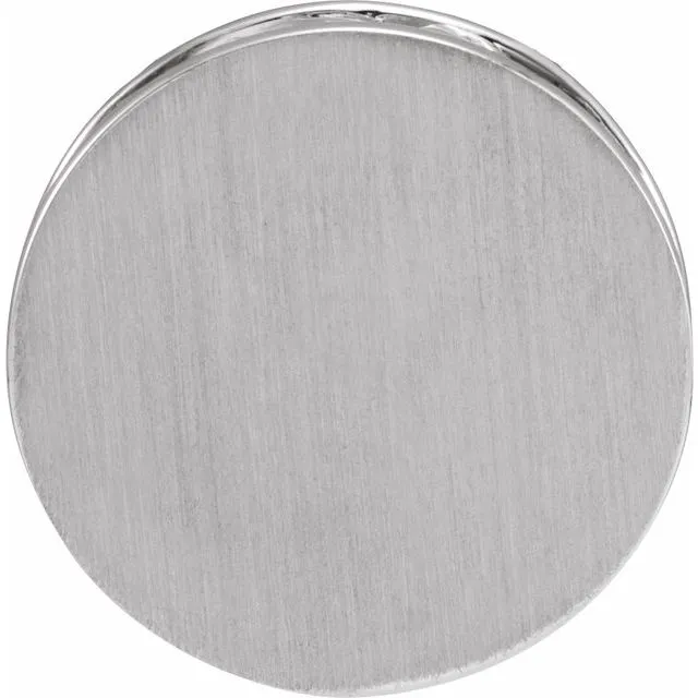 14K White Gold 12.5 mm Engravable Scroll Disc Slide Pendant