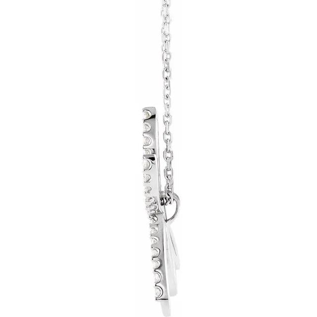 14K White Gold 1/4 CTW Natural Diamond Dragonfly 16" Necklace