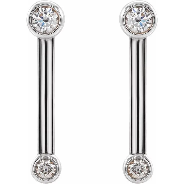 14K White Gold 1/5 CTW Natural Diamond Bezel-Set Bar Earrings