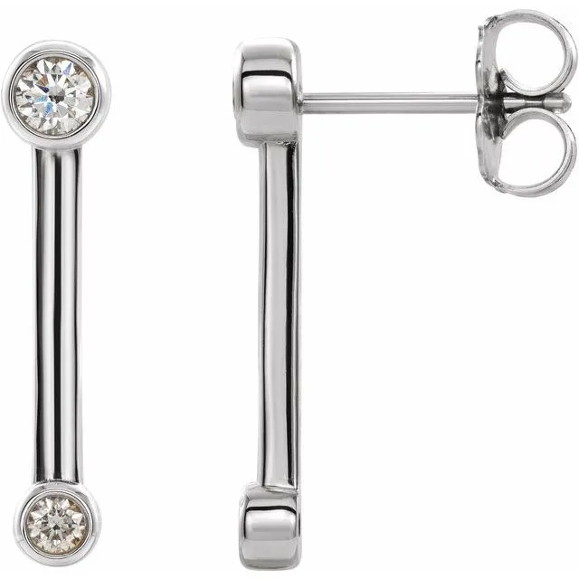 14K White Gold 1/5 CTW Natural Diamond Bezel-Set Bar Earrings