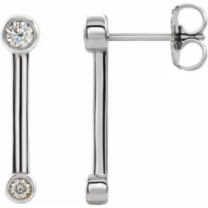 14K White Gold 1/5 CTW Natural Diamond Bezel-Set Bar Earrings