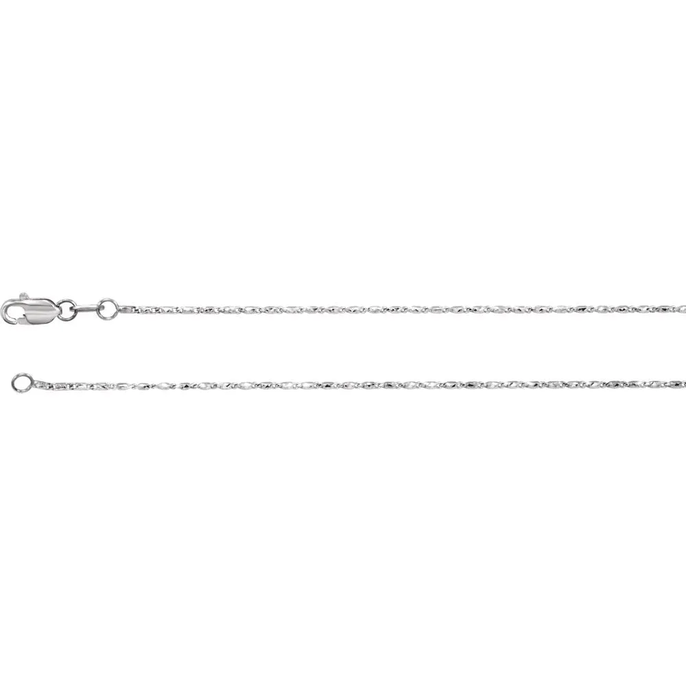 14k White Gold 1mm Raso 24" Chain