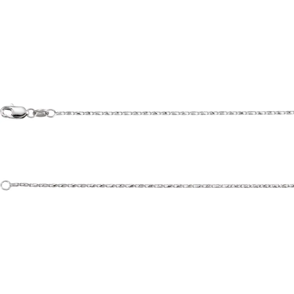 14k White Gold 1mm Raso 24" Chain