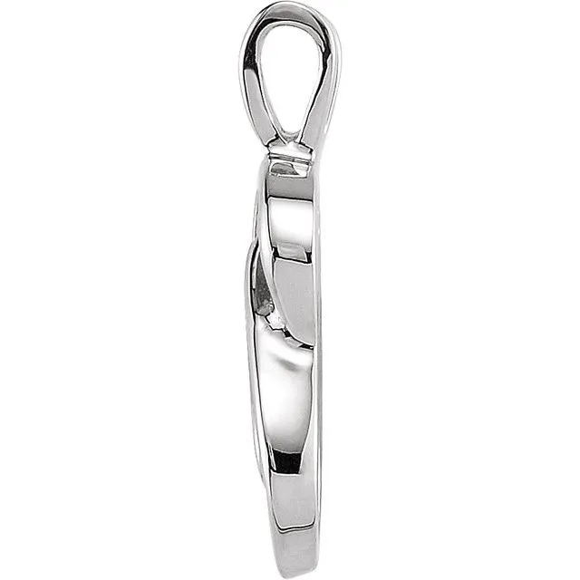 14K White Gold 22x9 mm Freeform Pendant