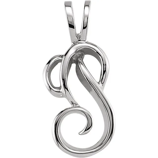 14K White Gold 22x9 mm Freeform Pendant