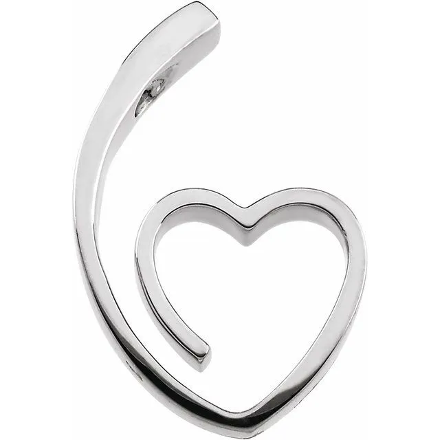 14K White Gold 25x15.5 mm Heart Slide Pendant