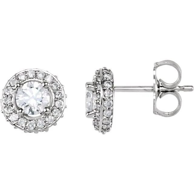 14K White Gold 3/4 CTW Natural Diamond Earrings