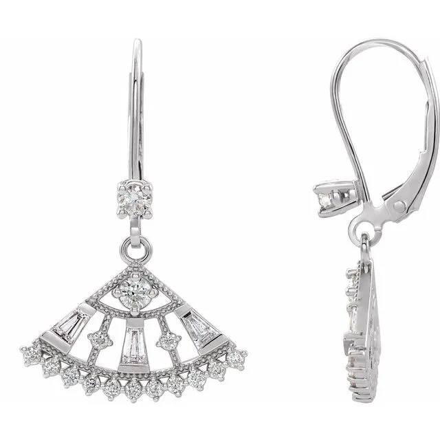 14K White Gold 3/4 CTW Natural Diamond Fan Earrings