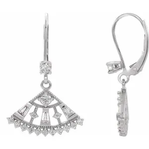 14K White Gold 3/4 CTW Natural Diamond Fan Earrings