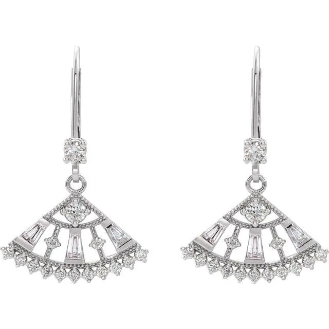 14K White Gold 3/4 CTW Natural Diamond Fan Earrings