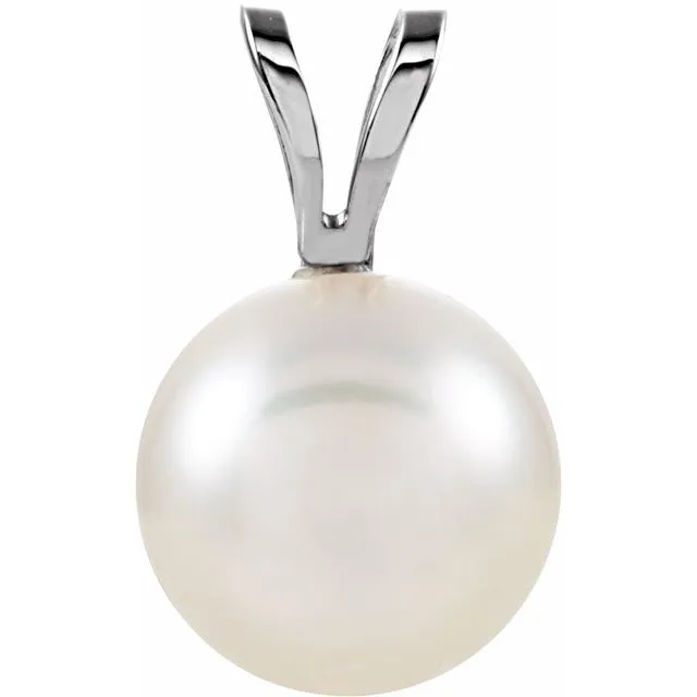 14K White Gold Akoya Cultured Pearl Pendant