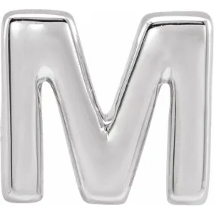 14K White Gold Block Initial M Slide Pendant